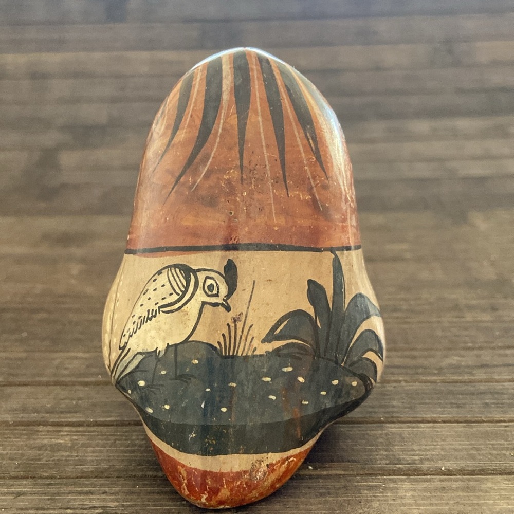 Vintage Mexican Tonala Hand-Painted Clay Owl Figures (Set of 2) - Picture 4 of 11